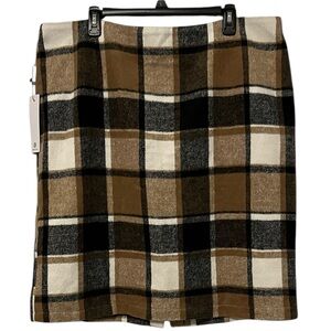 ⚡️ 3 for $30 ⚡️ Black and Tan Plaid Pencil Skirt, NWT